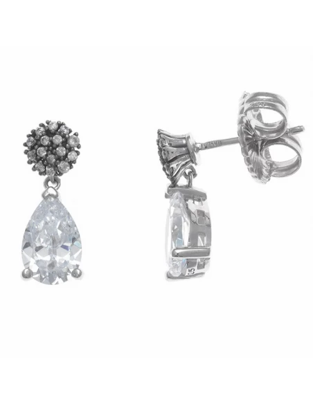 136A0376 * Pendientes Plata Rodio.Salvatore.Círculo Y Circonita Pera. 3 136A0376 * Pendientes Plata Rodio.Salvatore.Círculo Y Circonita Pera.