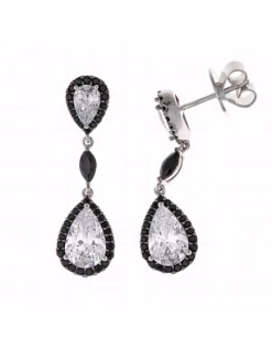 136A0508 * Pendientes Plata Rodiada Salvatore. Circonitas Blancas Pera.