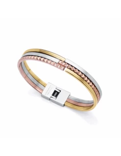 14083P01019 Brazalete Acero Tricolor Viceroy Fashion Liso Y Tachuelas