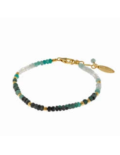 163P0122 Pulsera Plata Chapada Oro Salvatore Esmeraldas Verdes Y Entrepiezas