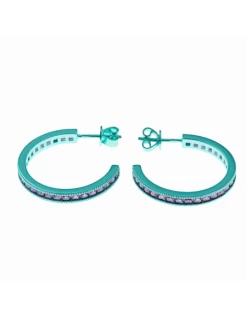 211A0166 Pendientes Plata Chapada Verde Salvatore Aro Circonitas Nano Rubi