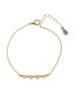 213P0043 Pulsera Plata Chapada Dorada Salvatore Circonitas Y Perlas