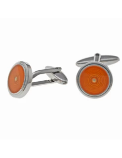 270HA001 - Gemelos Salvatore De Acero Redondos Con Centro De Resina Esmalte Rojo