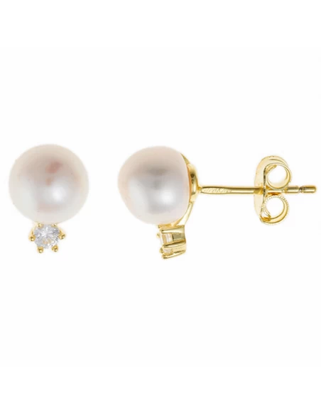 272A0007 Pendientes Plata Chapada Dorada Salvatore Tu Y Yo Perla Y Circonita. 3 272A0007 Pendientes Plata Chapada Dorada Salvatore Tu Y Yo Perla Y Circonita.