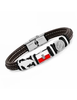 9110640 Pulsera Hombre Plata Lucia Martin Motivos De Cantabria Piel Cierre Acero