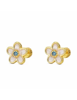 9121775 Pendientes Niña Plata Chapada Lucia Martin Flor Esmalte