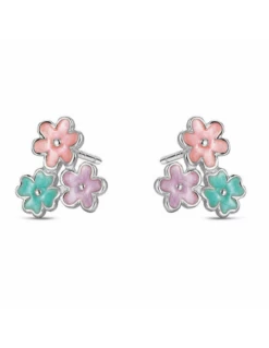 9121806 Pendientes Niña Plata Rodiada Lucia Martin Flores Esmaltadas