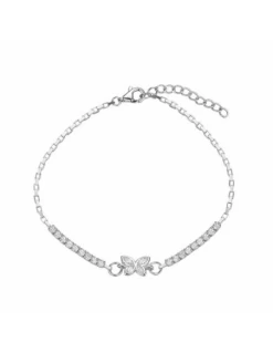 9122716 Pulsera Plata Rodiada Lucia Martin Rivere Con Mariposa De Circonitas