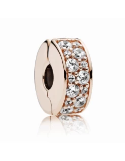 Pandora Clip Con Baño De OroRosa. Circonitas En Pavé