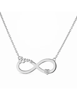 Colla Plata Promojoya Infinito LOVE Con Corazon Rosa