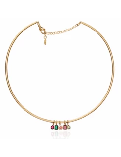 Collar Acero Ip Dorado Viceroy Fashion Rigido Piedras Color