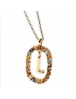 Collar Plata Bañada Oro PD Paola Letra L -Tienda De Joyería De Moda collar plata banada oro pd paola letra l 2