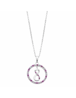 Collar Plata Lotus Silver Aro Con Infinito Rosa/Blanco