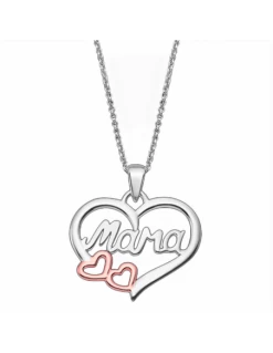 Collar Plata Lotus Silver Corazon Mamá IP Oro Rosa