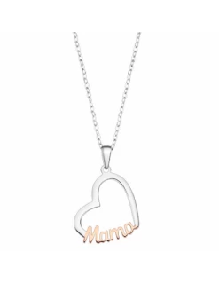 Collar Plata Lotus Silver "Mamá" Plata IP Oro En Un Corazón.