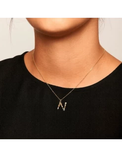 Collar Plata P D Paola Baño Oro Letra N Piedras Color -Tienda De Joyería De Moda collar plata p d paola bano oro letra n piedras color 2