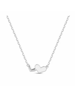 Collar Plata Rodiada Promojoya 2 Corazones Esmalte Blanco