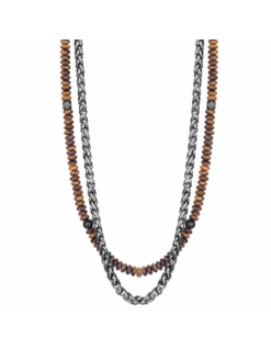 Collar Viceroy Fashion. Hilo De Piedra Natural Cadena Acero IP Negro.