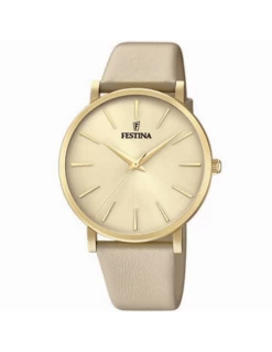 F20372/2 * Festina Señora. Acero IP Oro. Correa Y Eesfera Crema.