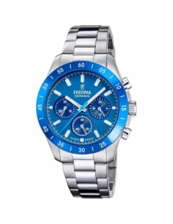 F20693/4 Reloj Mujer Acero Festina Cronografo Ceramica Azul