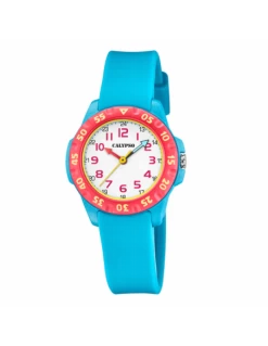 K5829/3 Reloj V@ Calypso Correa Turquesa, Bisel Rosa Y Esfera Blanca