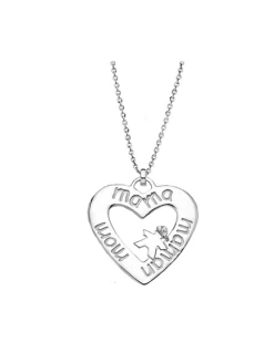 LP1583-1/5 * Colgante Plata Lotus Silver Circonitas Corazón Mamá Niño