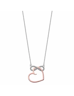 LP1819-1/2 * Collar Lotus Silver. Corazón E Infinito Bicolor Y Circonitas