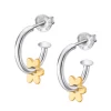 LP3219-4/2 * Pendientes Plata Lotus Silver Aro Con Flor Chapada.