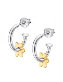 LP3219-4/2 * Pendientes Plata Lotus Silver Aro Con Flor Chapada.