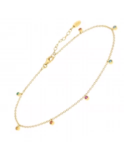 LP3245-8/2 * Tobillera Plata Dorada Lotus Silver Chatones Circonita Color