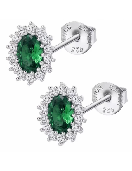 LP3459-4/3 Pendientes Plata Lotus Silver Roseta Circonitas Y Circonita Verde 3 LP3459-4/3 Pendientes Plata Lotus Silver Roseta Circonitas Y Circonita Verde