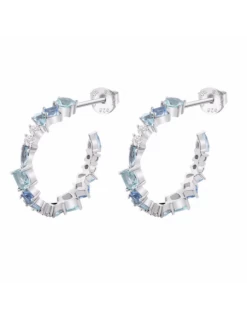 LP3637-4/1 Pendientes Plata Lotus Silver Aro Piedras Azules Distintas Tallas