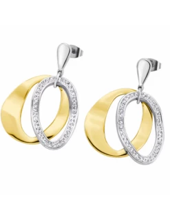 LS1672-4/2 Pendientes Acero Bicolor Lotus Style Cristales.