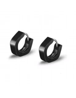 LS2155-4/2 * Pendientes Caballero Acero Lotus Style Aro Negro