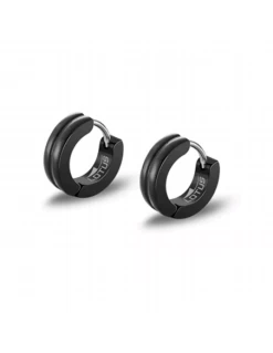 LS2156-4/2 * Pendientes Caballero Acero IP Negro Lotus Style Aro