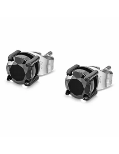 LS2167-4/2 Pendientes Hombre Acero Ip Negro Lotus Style Circonita Negra