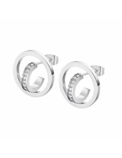 LS2321-4/1 Pendientes Acero Lotus Style Criolla Con Circonitas Con Aro