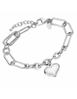 LS2334-2/1 Pulsera Acero Lotus Style Eslabones Y Corazón