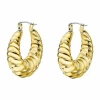 LS2345-4/2 Pendientes Acero IP Dorado Lotus Style Aro Gallonado