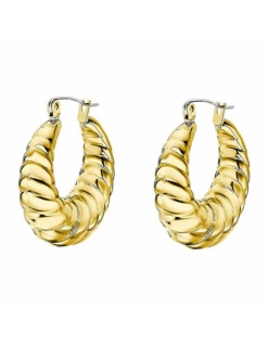 LS2345-4/2 Pendientes Acero IP Dorado Lotus Style Aro Gallonado