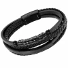 LS2384-2/1 Pulsera Hombre Acero IP Negro Lotus Style Cuatro Cueros Y Motivos Acero