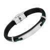 LS2400-2/2 Pulsera Hombre Acero Lotus Style Piel Negra Y Verde Y Chapa -Tienda De Joyería De Moda ls240022 pulsera hombre acero lotus style piel negra y verde y chapa