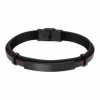 LS2401-2/2 Pulsera Hombre Acero IP Negro Lotus Style Piel Negra Y Marron Y Chapa