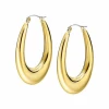 LS2411-4/2 Pendientes Acero IP Dorado Lotus Style Aro Oval -Tienda De Joyería De Moda ls241142 pendientes acero ip dorado lotus style aro oval