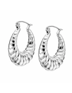 LS2418-4/1 Pendientes Acero Lotus Style Aro Oval Lineas