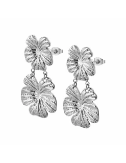 LS2436-4/1 Pendientes Acero Lotus Style Dos Flores
