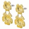LS2436-4/2 Pendientes Acero IP Dorado Lotus Style Dos Flores