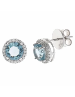 Pendienes Plata Rodiada Salvatore Cristal Azul Zafiro Con Orla Circonitas