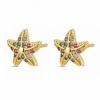Pendiente De Plata De Ley Bañada En Oro. Estrella De Mar Con Circonitas De Color. -Tienda De Joyería De Moda pendiente de plata de ley banada en oro estrella de mar con circonitas de color