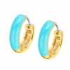 Pendientes Acero IP Dorado Lotus Style Aro Con Esmalte Turquesa